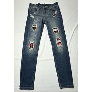 Judy Blue Women's‎ Red Bandana Skinny Fit Stretch Blue Jeans - Size 7 (28x28)*